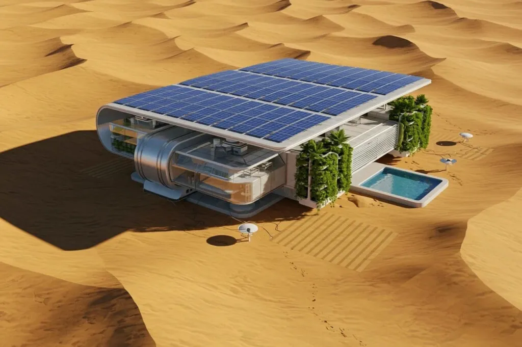Instalação autossuficiente movida a energia solar em ambiente remoto